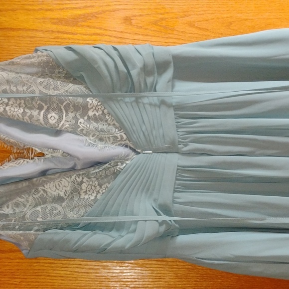 🪺  SPECIAL OCCASION CHIFFON & LACE DRESS ROBINS EGG BLUE Fits 12-16 IMO NWOT - Picture 8 of 16